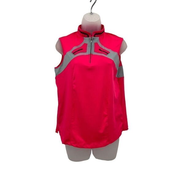 Jamie Sadock Sleeveless Golf Top Women's Medium Hot Pink Gray Pickleball - Picture 5 of 16